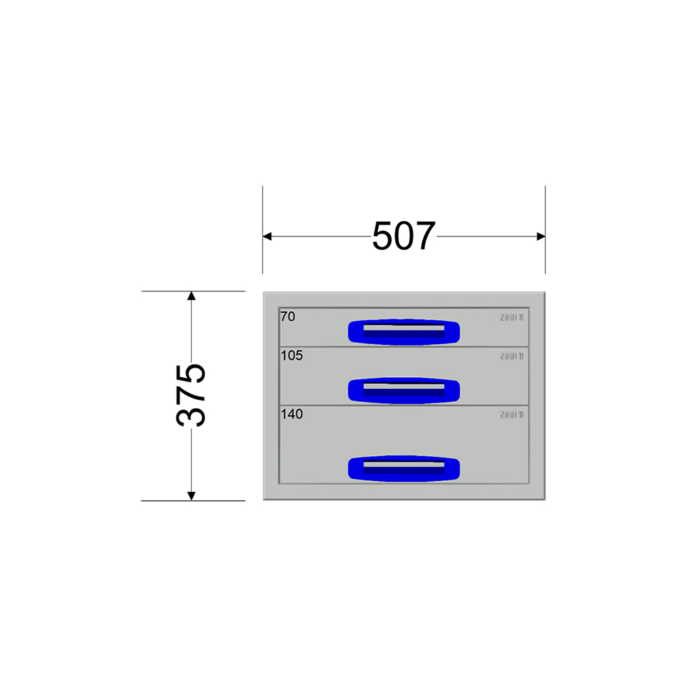 Ladekast - Breedte 0507 mm - Hoogte 375 mm - Diepte 360 mm - 3 laden - Afbeelding 4