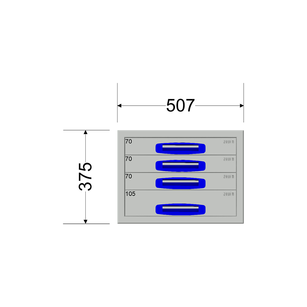 Ladekast - Breedte 0507 mm - Hoogte 375 mm - Diepte 360 mm - 4 laden - Afbeelding 2