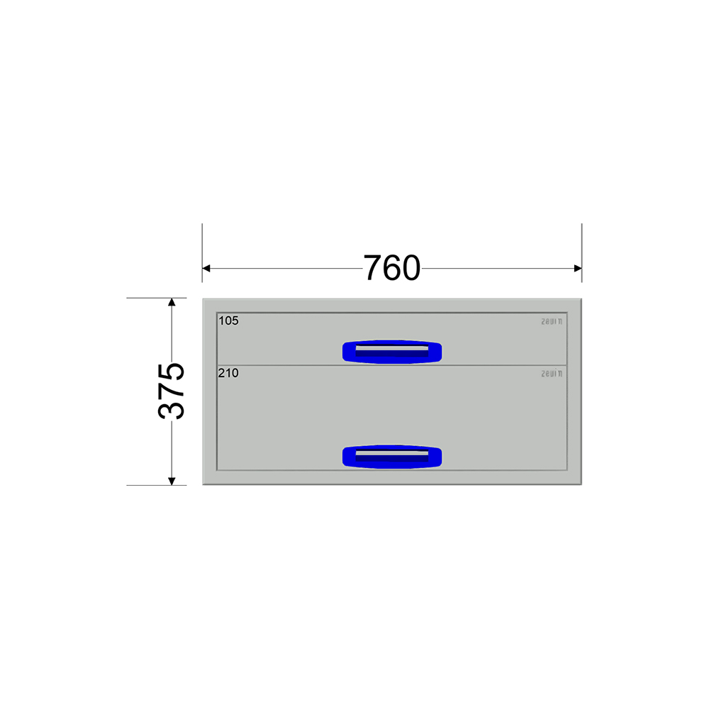 Ladekast - Breedte 0760 mm - Hoogte 375 mm - Diepte 460 mm - 2 laden - Afbeelding 2