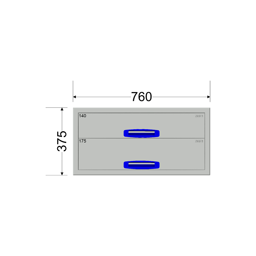 Ladekast - Breedte 0760 mm - Hoogte 375 mm - Diepte 460 mm - 2 laden - Afbeelding 4