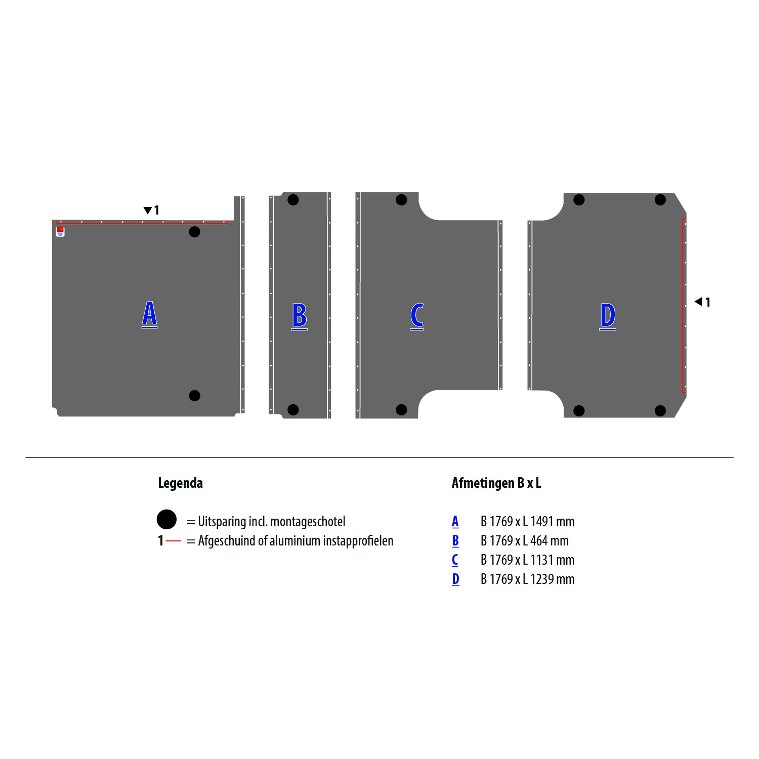 Vloerplaat Mercedes Sprinter L3H3 RWD EL (vanaf Bj 2018) van Berkenmultiplex met antislip topcoating